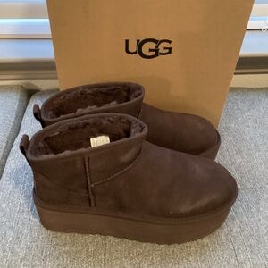 UGG® Women's Classic Ultra Mini Platform Booties, size 10